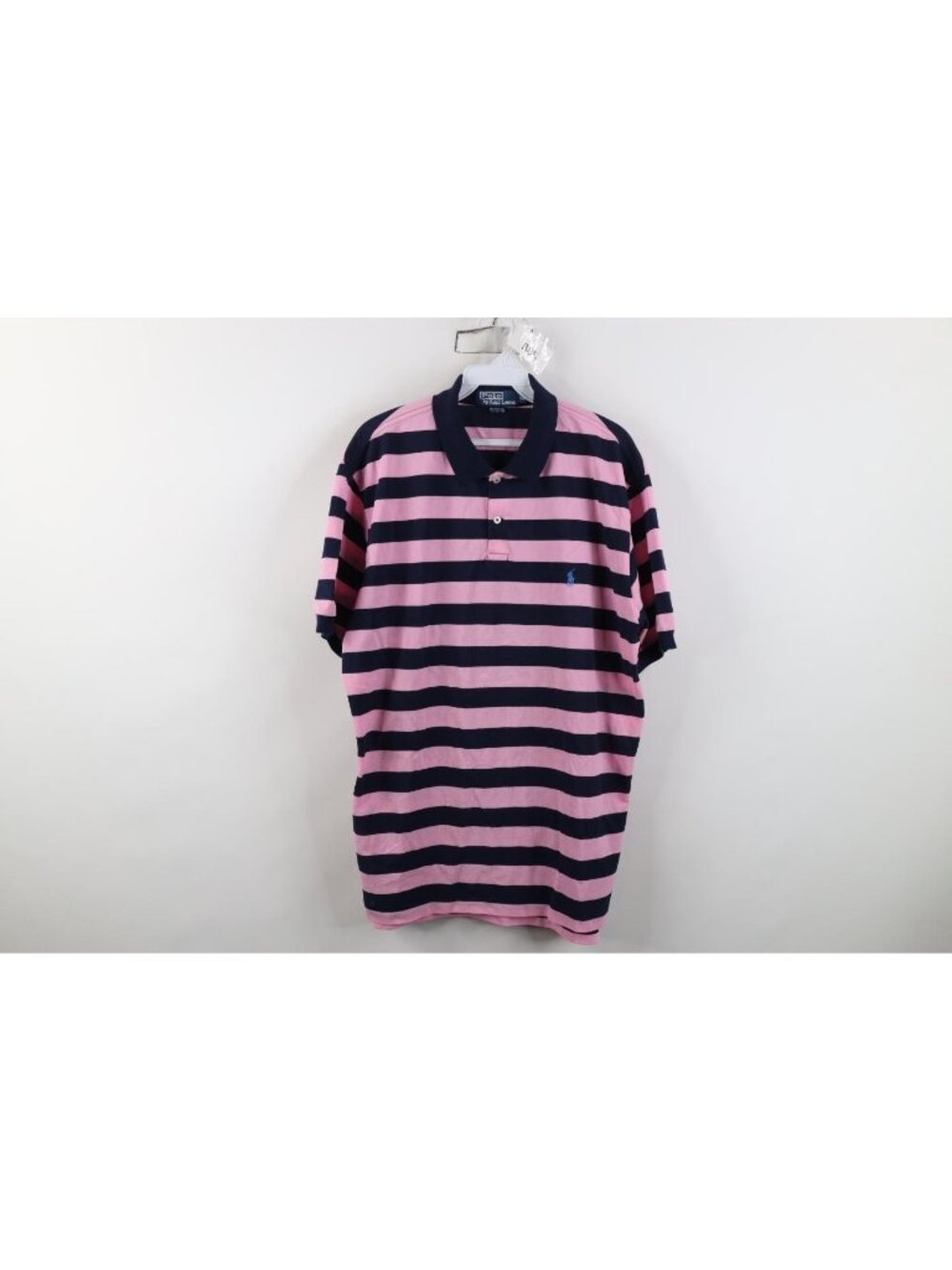 Vintage 90s Ralph Lauren Rugby Golf Polo Shirt Men Size XL Pink Blue Striped